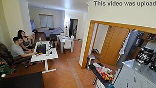 Maid in flip flops gets internal cumshot from boss