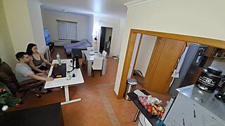 Maid in flip flops gets internal cumshot from boss