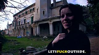 let's fuck in the cemetery, small brunette outdoors