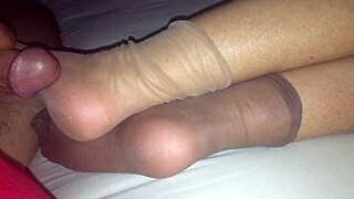 Intense Nylon Socks Masturbation With Cumshot And Homemade Strokes