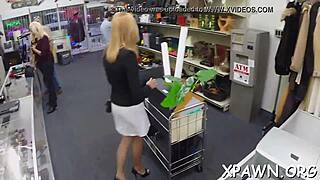 Naughty beauty, how about some cash for hot sex in the shop?