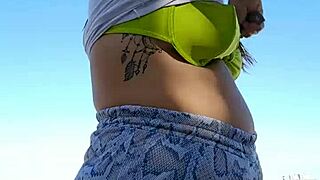 Wet Pussy Flashes in Public Exhibition