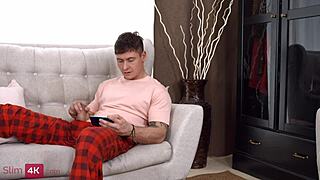 skinny gf catches boyfriend masturbating