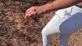 ex girlfriend seduced and roughly fucked alone in jungle, wild contrast