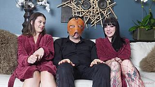 Submissive Endures Intense Action in Threesome with Dominant Woman