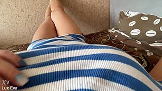 look at this pantyless milf touching herself?