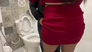 Passionate Sex In Office Bathroom With Tall Big Ass Secretary Ending In Creamy Creampie
