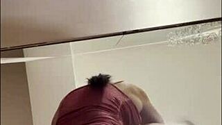 Coming home from the night club and punishing my brunette wife with rough sex after she danced with muscular friends