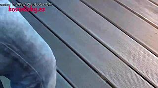 czech teen gets blowjob and fucking in voyeur workshop scene