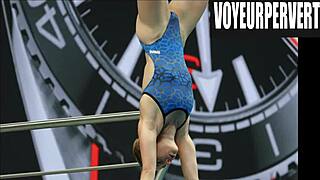 Hidden bikini legs during high diving event