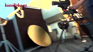 czech teen gets blowjob and fucking in voyeur workshop scene