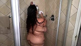 Big Tits Big Ass Bbw Taking A Hot Teasing Soapy Shower