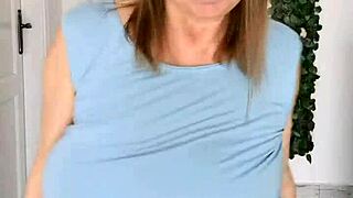 Busty Braless Gilf Mariaolds Sporty Groove Strip Dancing In Style