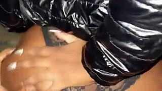 Hot latina with big natural tits gets fucked after entering house!