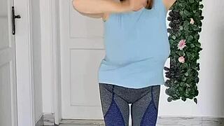 Busty Braless Gilf Mariaolds Sporty Groove Strip Dancing In Style