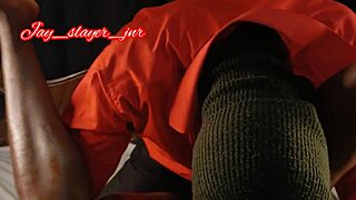 Latino ebony with round ass gets fucked hard by bbc in red shirt 😈