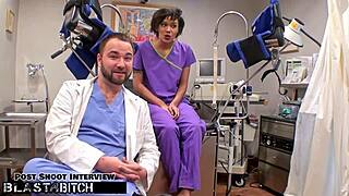 Student Jackie Banes gets busted and blasted with cum by doctor Tampa