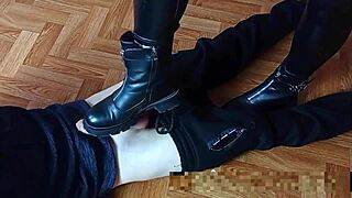 foot fetish dominance from girls in boots