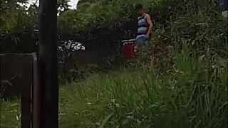 My neighbor paid a visit while my husband was busy working