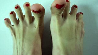 close up footjob with cum on feet and eating sperm