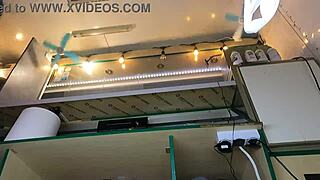 feeling exposed as an 18-year-old bitch works without bra or panties at summer festival