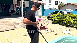 I waited for husband to leave, then fucked pool cleaner