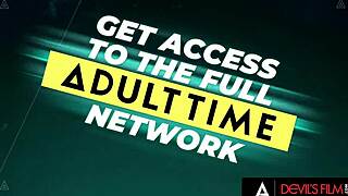 Devils film - intense neighborhood threesome with a wild couple and a huge gloryhole box