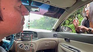 Old Taxi Driver Gets Christmas Sex On Street