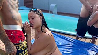 Mansion Pool Party With Friend's Wife And Her Tempting Young Stepdaughter