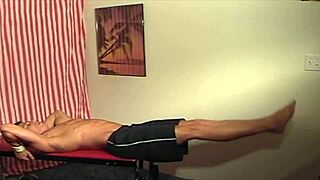 Eighteen-year-old Reese Rideout working out in the gym