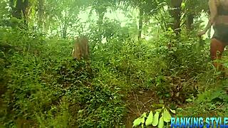 sexy girl in the forest fucking big black cock