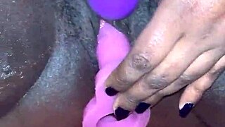 Creamy Ebony Orgasm Explodes In Amateur Teen Toy Session!