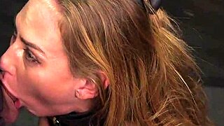 Spider gagged blonde slave spanked and choked in rough bondage