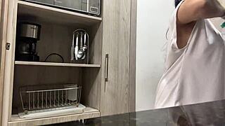 Juicy Masturbation In The Hotel Kitchen - Big Natural Tits