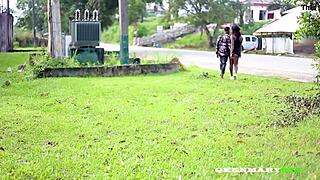 yoga girl met a guy on the road and got fucked while exercising.