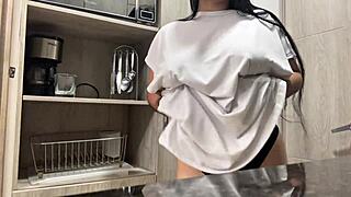 Juicy Masturbation In The Hotel Kitchen - Big Natural Tits