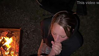 impregnating creampie fucking curvy pregnant woman at public campsite