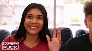 huge cock on white guy teasing tight pussy latina before fucking