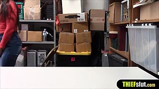 Cute Brunette Shoplifter Gets Fucked Hard On A Table