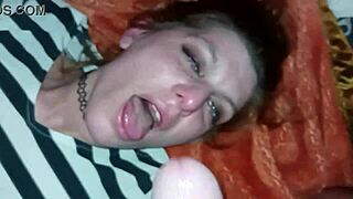 I love taking it all the way down my throat in real homemade blowjob.