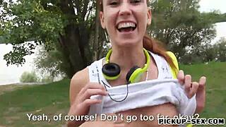 slim eurobabe intensely sucking two cocks and getting banged hard