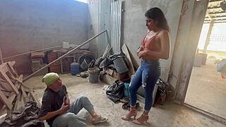 Feeling so horny and slippery, the bricklayer fucked me hard for being a whore