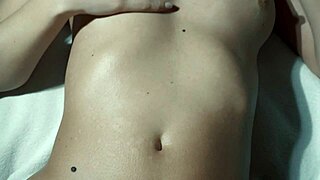 He fucks my tight pussy until he cum on my belly