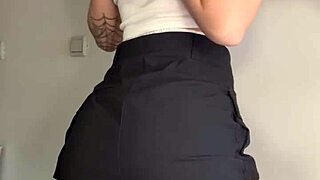 lovely girl demonstrates dildo depth in stockings