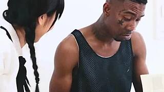 wow, that large cock black dude is really pounding the diminutive whore hard