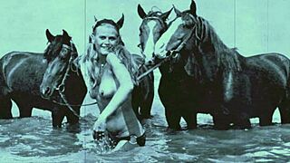 Vintage Pussy And Pooch In Antique Retro Outdoor Setting Featuring Hairy Pussy And Detailed Scenes