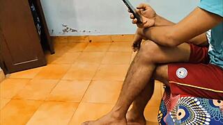 Indian girl chats with father's friend in Hindi