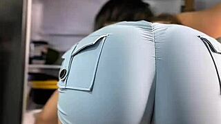 Very Sexy Latina Shows Her Big Butt In Tight Shorts While Cooking In The Kitchen