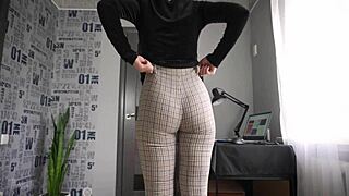 Office Worker Shows Off Ass In Super Tight Trousers!