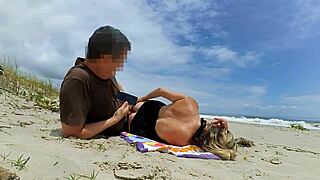 a fat dick in the ass perked up a milf dozing on the beach